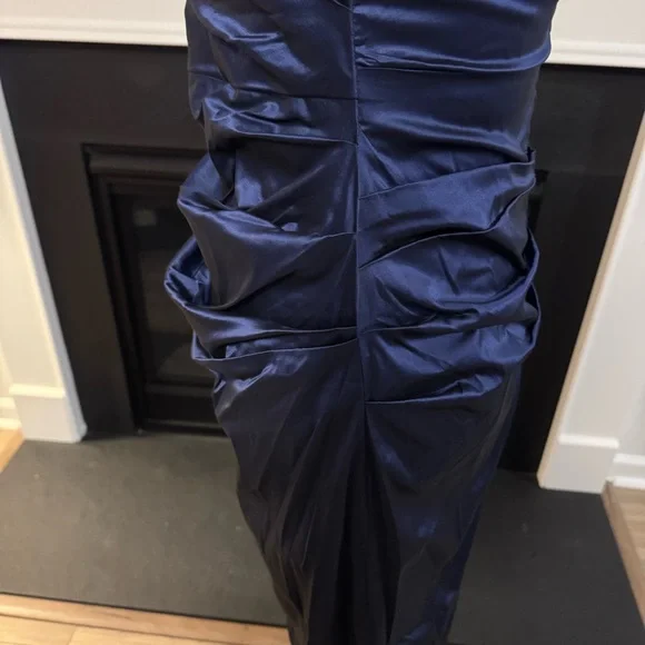 Rickie Freeman for Teri Jon Navy Ruched Evening Gown – Vintage Y2K – Size 6 - Picture 5 of 12